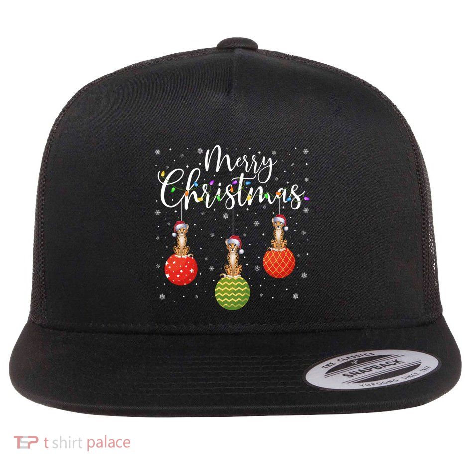 Merry Christmas Lights Santa Hat Cheetah Ugly Xmas Great Gift Flatbill Hat