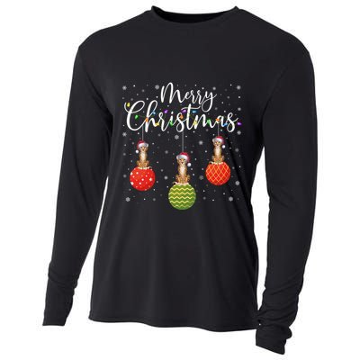 Merry Christmas Lights Santa Hat Cheetah Ugly Xmas Great Gift Cooling Performance Long Sleeve Crew