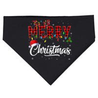 Merry Christmas Lights Santa Hat Xmas Family USA-Made Doggie Bandana