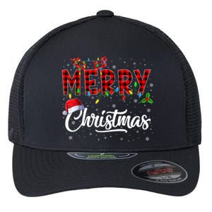 Merry Christmas Lights Santa Hat Xmas Family Flexfit Unipanel Trucker Cap