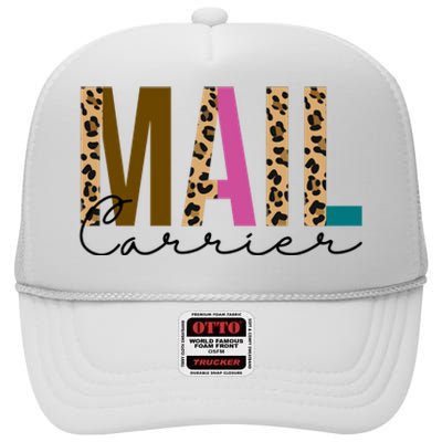 Mail Carrier Leopard Cute Gift High Crown Mesh Back Trucker Hat