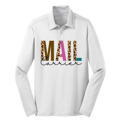 Mail Carrier Leopard Cute Gift Silk Touch Performance Long Sleeve Polo