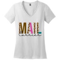 Mail Carrier Leopard Cute Gift Women's V-Neck T-Shirt