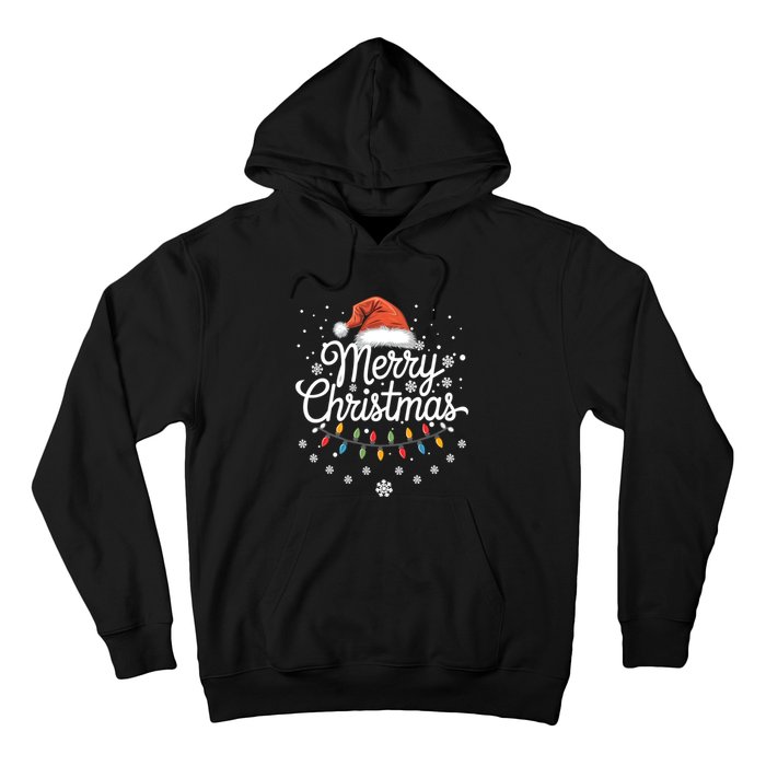 Merry Christmas Lights Red Santa Hat Xmas Family Hoodie