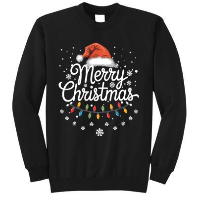 Merry Christmas Lights Red Santa Hat Xmas Family Sweatshirt