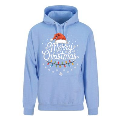 Merry Christmas Lights Red Santa Hat Xmas Family Unisex Surf Hoodie