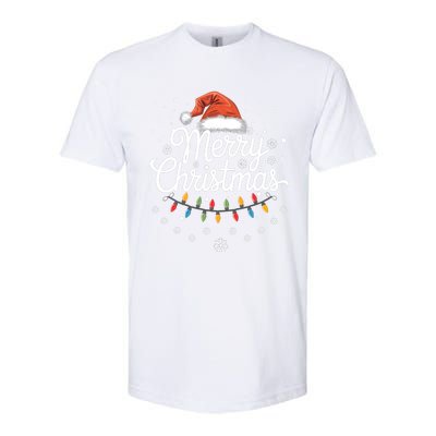 Merry Christmas Lights Red Santa Hat Xmas Family Softstyle CVC T-Shirt