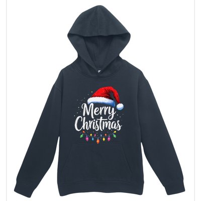 Merry Christmas Lights Red Santa Hat Xmas Family Urban Pullover Hoodie