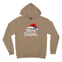 Merry Christmas Lights Red Santa Hat Xmas Family Hoodie