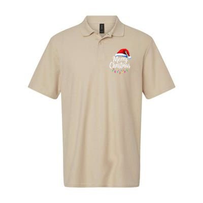 Merry Christmas Lights Red Santa Hat Xmas Family Softstyle Adult Sport Polo