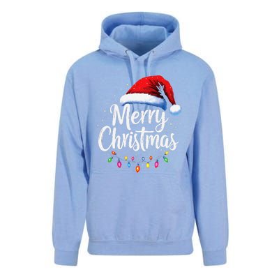 Merry Christmas Lights Red Santa Hat Xmas Family Unisex Surf Hoodie