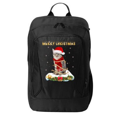 Merry Christmas Love Cat Cat Wearing A Santa Hat Meaningful Gift City Backpack