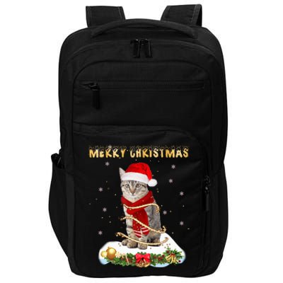 Merry Christmas Love Cat Cat Wearing A Santa Hat Meaningful Gift Impact Tech Backpack