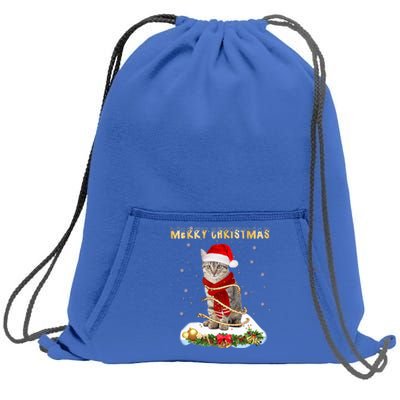 Merry Christmas Love Cat Cat Wearing A Santa Hat Meaningful Gift Sweatshirt Cinch Pack Bag