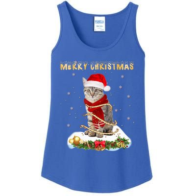 Merry Christmas Love Cat Cat Wearing A Santa Hat Meaningful Gift Ladies Essential Tank