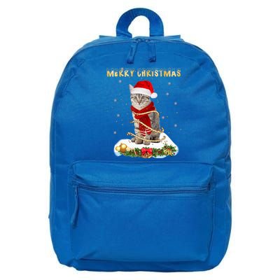 Merry Christmas Love Cat Cat Wearing A Santa Hat Meaningful Gift 16 in Basic Backpack