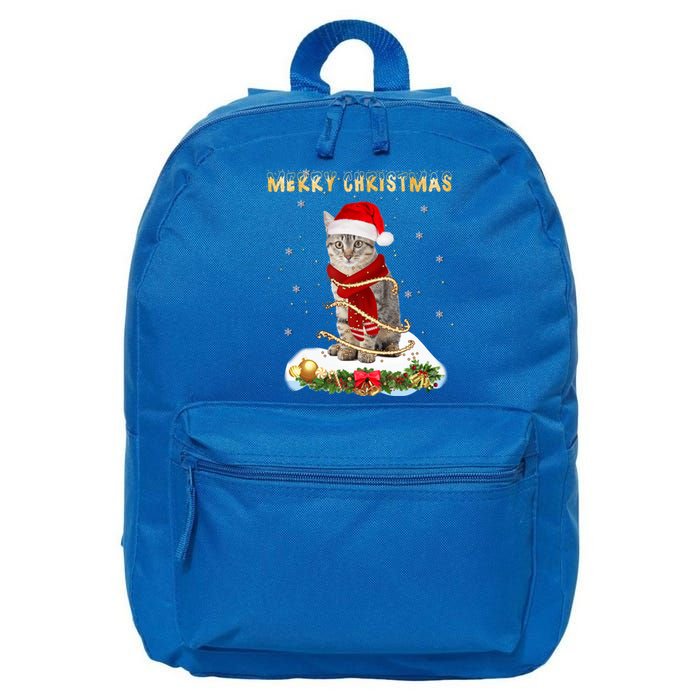 Merry Christmas Love Cat Cat Wearing A Santa Hat Meaningful Gift 16 in Basic Backpack