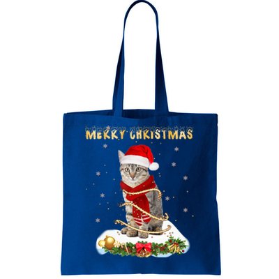 Merry Christmas Love Cat Cat Wearing A Santa Hat Meaningful Gift Tote Bag