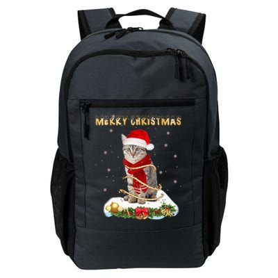 Merry Christmas Love Cat Cat Wearing A Santa Hat Meaningful Gift Daily Commute Backpack