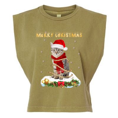 Merry Christmas Love Cat Cat Wearing A Santa Hat Meaningful Gift Garment-Dyed Women's Muscle Tee