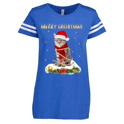 Merry Christmas Love Cat Cat Wearing A Santa Hat Meaningful Gift Enza Ladies Jersey Football T-Shirt