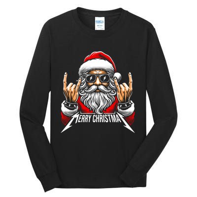 Merry Christmas Lights Red Santa Hat Xmas Family Tall Long Sleeve T-Shirt