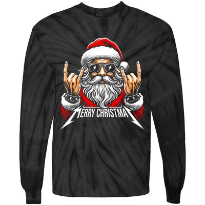 Merry Christmas Lights Red Santa Hat Xmas Family Tie-Dye Long Sleeve Shirt