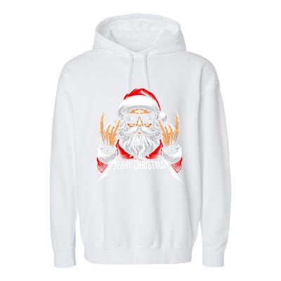 Merry Christmas Lights Red Santa Hat Xmas Family Garment-Dyed Fleece Hoodie