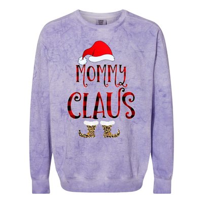 Mommy Claus Leopard Christmas Pajama Santa Gift For Mama Gift Colorblast Crewneck Sweatshirt