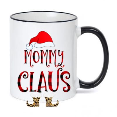 Mommy Claus Leopard Christmas Pajama Santa Gift For Mama Gift 11oz Black Color Changing Mug