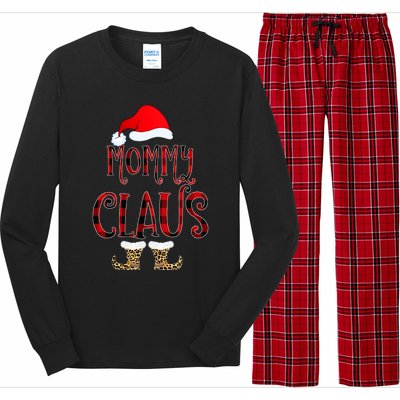 Mommy Claus Leopard Christmas Pajama Santa Gift For Mama Gift Long Sleeve Pajama Set