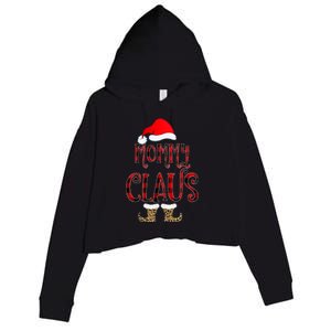 Mommy Claus Leopard Christmas Pajama Santa Gift For Mama Gift Crop Fleece Hoodie