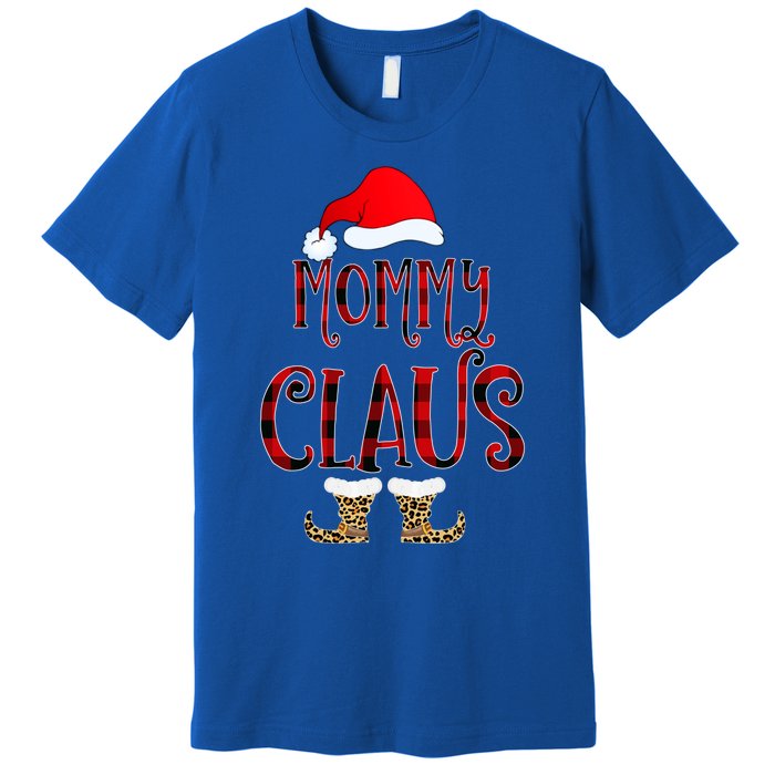 Mommy Claus Leopard Christmas Pajama Santa Gift For Mama Gift Premium T-Shirt