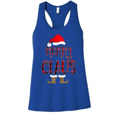 Mommy Claus Leopard Christmas Pajama Santa Gift For Mama Gift Women's Racerback Tank