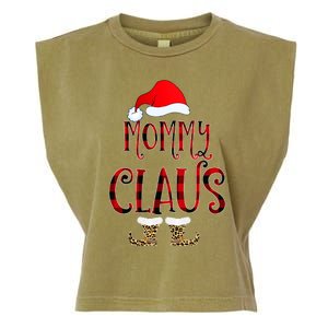 Mommy Claus Leopard Christmas Pajama Santa Gift For Mama Gift Garment-Dyed Women's Muscle Tee