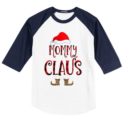 Mommy Claus Leopard Christmas Pajama Santa Gift For Mama Gift Baseball Sleeve Shirt