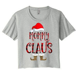 Mommy Claus Leopard Christmas Pajama Santa Gift For Mama Gift Women's Crop Top Tee