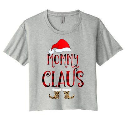 Mommy Claus Leopard Christmas Pajama Santa Gift For Mama Gift Women's Crop Top Tee