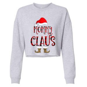 Mommy Claus Leopard Christmas Pajama Santa Gift For Mama Gift Cropped Pullover Crew