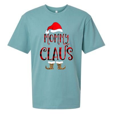 Mommy Claus Leopard Christmas Pajama Santa Gift For Mama Gift Sueded Cloud Jersey T-Shirt