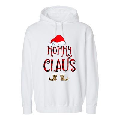 Mommy Claus Leopard Christmas Pajama Santa Gift For Mama Gift Garment-Dyed Fleece Hoodie