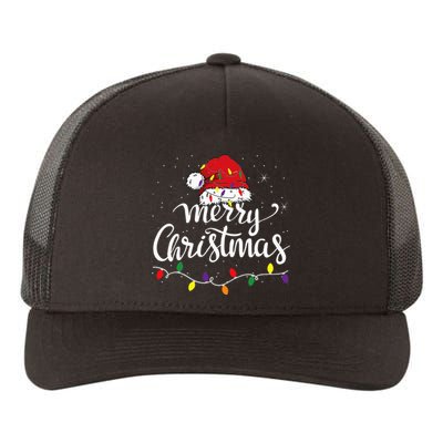 Merry Christmas Lights Red Santa Hat Xmas Family Yupoong Adult 5-Panel Trucker Hat