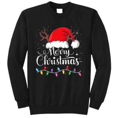 Merry Christmas Lights Red Santa Hat Xmas Family Sweatshirt