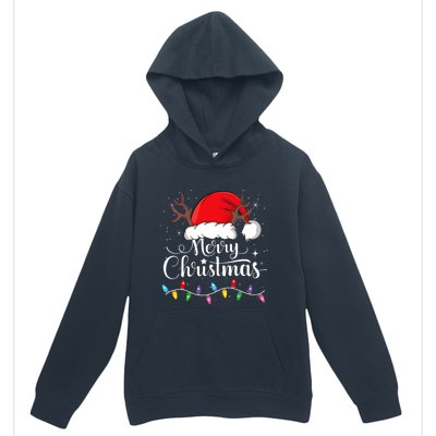 Merry Christmas Lights Red Santa Hat Xmas Family Urban Pullover Hoodie