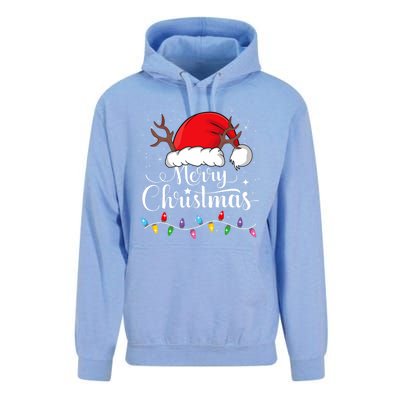 Merry Christmas Lights Red Santa Hat Xmas Family Unisex Surf Hoodie