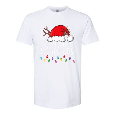 Merry Christmas Lights Red Santa Hat Xmas Family Softstyle CVC T-Shirt