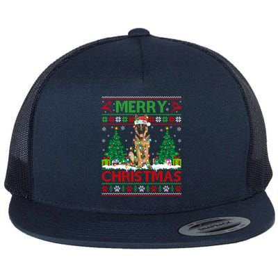 Merry Christmas Lighting Ugly Ger Shepherd Christmas Cool Gift Flat Bill Trucker Hat