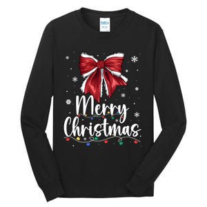 Merry Christmas Lights Coquette Xmas Family Tall Long Sleeve T-Shirt