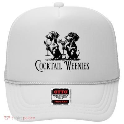 Martini Cocktail Lover Dachshund Cocktail Weenies Dachshund High Crown Mesh Back Trucker Hat