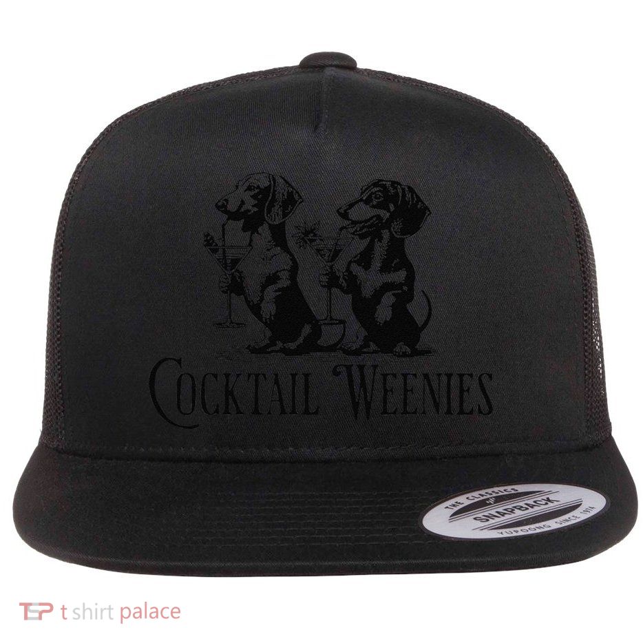 Martini Cocktail Lover Dachshund Cocktail Weenies Dachshund Gift Flat Bill Trucker Hat